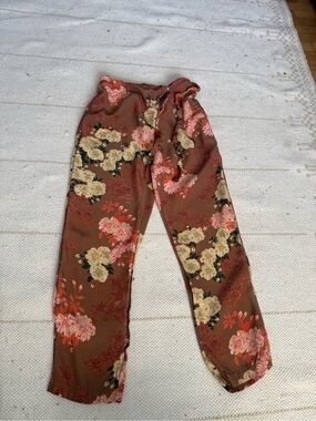 ASOS Brown Floral Wide-Leg Pants